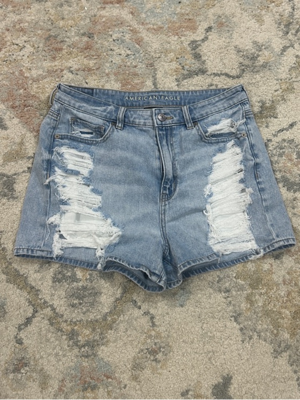 American Eagle Outfitters Distressed Light Blue Denim Shorts